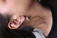Load image into Gallery viewer, 18K Yellow Gold 3 1/2 Cttw Diamond and Round Green Tsavorite Gemstone Round Domed Drop Hoop Earrings (Brown Color, SI1-SI2 Clarity)