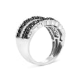 Load image into Gallery viewer, .925 Sterling Silver 1 3/4 Cttw Treated Black and White Alternating Diamond Multi Row Band Ring (Black / I-J Color, I2-I3 Clarity)