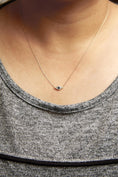 Load image into Gallery viewer, 10K Yellow Gold Blue Sapphire and Diamond Accented Evil Eye 18" Inch Pendant Necklace (H-I Color, I1-I2 Clarity)