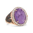 Load image into Gallery viewer, 18K Rose Gold 18x13 MM Oval Cut Purplse Amethyst and 1.00 Cttw Diamond Cocktail Ring (Champagne and F-G Color, VS1-VS2 Clarity)