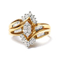Load image into Gallery viewer, 10K Two-Toned 1/2 Cttw Round And Baguette-Cut Composite Pear Head Diamond Ring (H-I Color, I2-I3 Clarity)