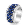 Load image into Gallery viewer, 18K White Gold 3/8 Cttw Diamond and 2x2mm Princess Cut Blue Sapphire Fashion Band Ring (F-G Color, VS1-VS2 Clarity)