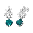 Load image into Gallery viewer, 18K White Gold 1 1/10 Cttw Diamond and 7.9 x 7.7mm Green Emerald Drop Earrings (G-H Color, SI1-SI2 Clarity)