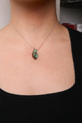 Load image into Gallery viewer, 18K Rose Gold Round Green Tsavorite Gemstone Cluster Spiral Snake Design 18" Pendant Necklace (AAA+ Quality)