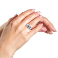 Load image into Gallery viewer, 18K White Gold Blue Sapphire and 5/8 Cttw Diamond Cluster Heart Shaped Ring (F-G Color, VS1-VS2 Clarity)