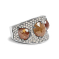 Load image into Gallery viewer, 14K White Gold 7.00 Cttw Fancy Color Rose Cut Diamond 3 Stone Pave Style Ring Band (Fancy Color, I1-I2 Clarity) - Size 7