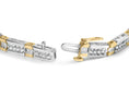Load image into Gallery viewer, 14k Two-Tone 2.00 Cttw Round-Cut and Baguette-Cut Diamond Bar Link 7" Bracelet (I-J Color, SI2-I1 Clarity)