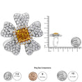 Load image into Gallery viewer, 18K White and Yellow Gold 2.25 Cttw Yellow Radiant Lab Grown Center Diamond Flower and Leaf Cluster Ring (Yellow/G-H Color, VS1-VS2 Clarity)