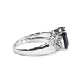 Load image into Gallery viewer, .925 Sterling Silver 9X7 mm Cushion Cut Blue Sapphire and White Diamond Step up Engagement Ring (I-J Color, I3 Clarity)