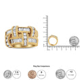 Load image into Gallery viewer, 14K Yellow Gold 1 5/8 Cttw Round and Baguette Diamond Lattice Grid Design Ring Band (H-I Color, VS2-SI1 Clarity) - Ring Size 6