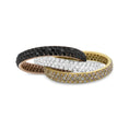 Load image into Gallery viewer, 18K Tri-Color Gold 3 5/8 Cttw Diamond Interlocking Stackable Band Ring Set (Champagne, Black, and F-G Color, VS1-VS2 Clarity)
