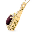 Load image into Gallery viewer, 14K Yellow Gold 1/5 Cttw Round Diamond and 9x7mm Cushion Cut Red Garnet Halo 18" Pendant Necklace (H-I Color, VS1-VS2 Clarity)