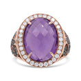 Load image into Gallery viewer, 18K Rose Gold 18x13 MM Oval Cut Purplse Amethyst and 1.00 Cttw Diamond Cocktail Ring (Champagne and F-G Color, VS1-VS2 Clarity)