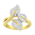 Load image into Gallery viewer, 18K Yellow and White Gold Plated .925 Sterling Silver 3/8 Cttw Baguette and Round Diamond Bypass Triple Leaf Ring (I-J Color, I1-I2 Clarity)