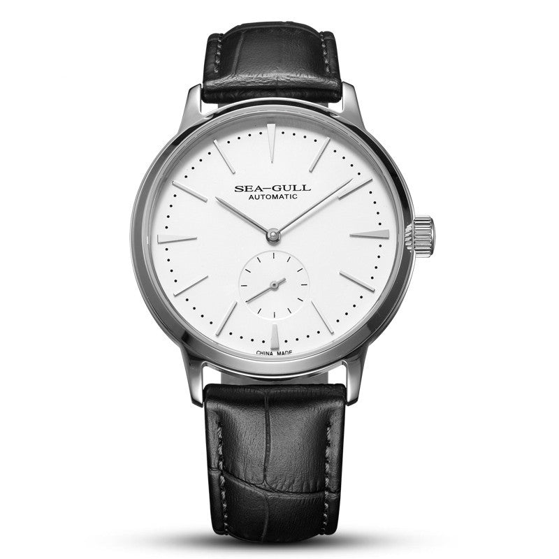 Leather Silver Men's three-hand automatic stainless steel mechanical watch