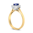 Load image into Gallery viewer, 14K Yellow Gold 1/5 Cttw Round Diamond and 6x4mm Oval Blue Tanzanite Halo Ring (H-I Color, I1-I2 Clarity)
