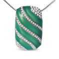 Load image into Gallery viewer, .925 Sterling Silver Turquoise Enamel and 1/2 Cttw Diamond Block 18" Pendant Necklace (F-G Color, VS1-VS2 Clarity)
