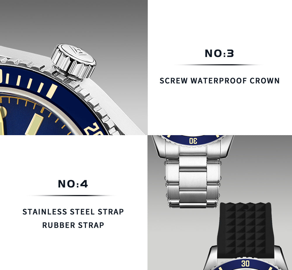 V8 Men's Business stainless steel sapphire glass Mechanical Watch