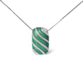 Load image into Gallery viewer, .925 Sterling Silver Turquoise Enamel and 1/2 Cttw Diamond Block 18" Pendant Necklace (F-G Color, VS1-VS2 Clarity)
