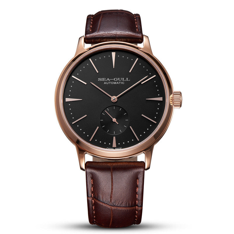 Leather Silver Men's three-hand automatic stainless steel mechanical watch