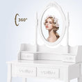 Load image into Gallery viewer, Royal vanity Table Set With 4 Drawer, Makeup Dressing Table W  Cushioned Stool, Girls Women Bedroom Furniture Set Oval Mirror
