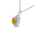 Load image into Gallery viewer, 18K White and Yellow Gold 2 1/4 Cttw Lab Grown Yellow Asscher Cut Diamond Art Deco Style Halo 18" Pendant Necklace (Yellow/G-H Color, VS1-VS2 Clarity)
