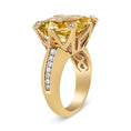 Load image into Gallery viewer, 18K Yellow Gold 15x15mm Cushion Cut Lemon Quartz and 1/4 Cttw Diamond Accented Cocktail Ring (F-G Color, VS1-VS2 Clarity)
