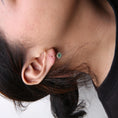 Load image into Gallery viewer, 18K Rose and White Gold 3/8 Cttw Round Brown Diamonds and Round Green Tsavorite Gemstone Halo Drop Hoop Earrings (Brown Color, SI1-SI2 Clarity)
