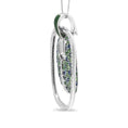 Load image into Gallery viewer, .925 Sterling Silver Green Enamel Pendant with 1/2 Cttw Diamond, Sapphire, and Tsavorite Openwork Statement 18" Pendant Necklace (F-G Color, VS1-VS2 Clarity)

