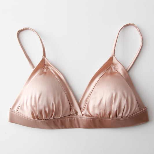 Silk Breathable High-grade Silk French Suit Thin Underwear Triangle Cup Small Chest Female Mulberry Silk Bra Bra