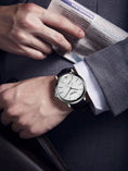 Load image into Gallery viewer, Leather Silver Men's three-hand automatic stainless steel mechanical watch
