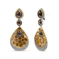 Load image into Gallery viewer, 14K White and Yellow Gold 16 1/4 Cttw Fancy Color Rose Cut Diamond Disc Drop Dangle Statement Earrings (Fancy Colors, I2-I3 Clarity)
