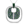 Load image into Gallery viewer, .925 Sterling Silver Green Enamel Pendant with 1/2 Cttw Diamond, Sapphire, and Tsavorite Openwork Statement 18" Pendant Necklace (F-G Color, VS1-VS2 Clarity)

