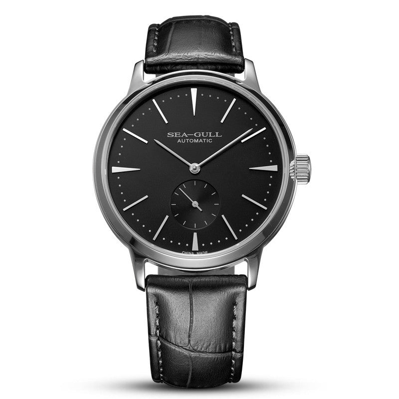 Leather Silver Men's three-hand automatic stainless steel mechanical watch