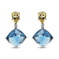 Load image into Gallery viewer, 18K White and Yellow Gold 1/5 Cttw Diamond with Pear Cut Lemon Quartz, and Cushion Cut London Blue Topaz Gemstone Dangle Earring (G-H Color, SI1-SI2 Clarity)
