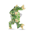 Load image into Gallery viewer, 18K Yellow Gold 1/6 Cttw Diamond Green Frog Enamel Floral Brooch Pin (H-I Color, VS2-SI1 Clarity)
