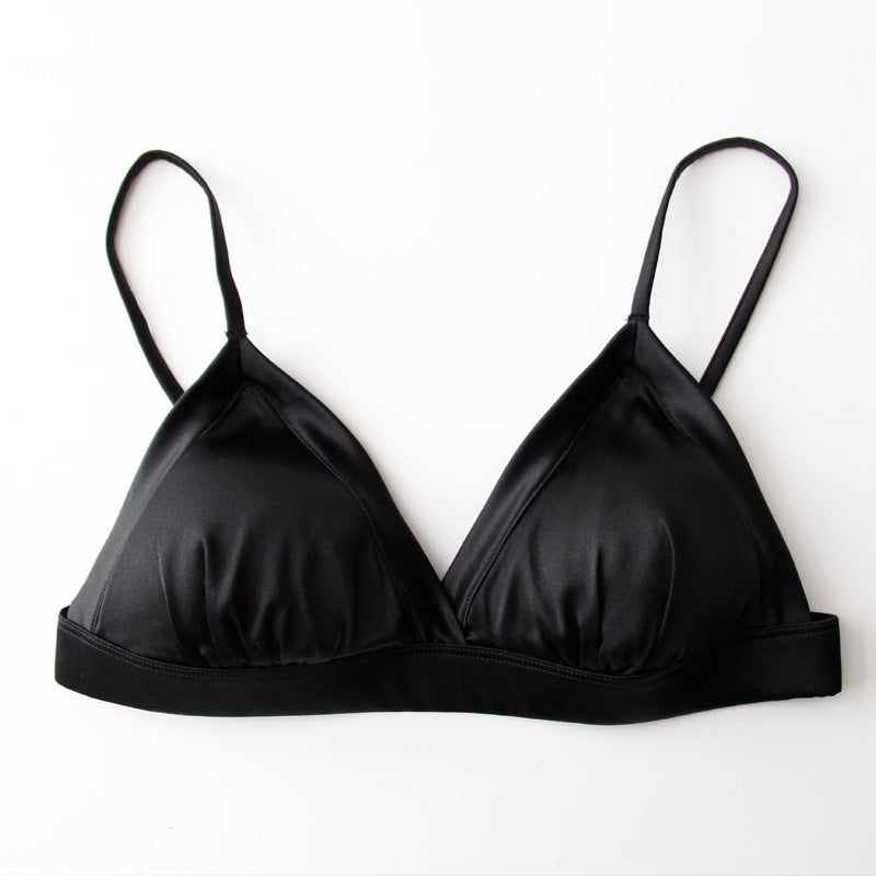 Silk Breathable High-grade Silk French Suit Thin Underwear Triangle Cup Small Chest Female Mulberry Silk Bra Bra