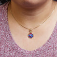 Load image into Gallery viewer, 18K Yellow Gold Diamond Gemini Constellation with Red and Blue Enamel 18" Inch Pendant Necklace (H-I Color, SI2-I1 Clarity)
