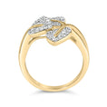 Load image into Gallery viewer, 18K Yellow and White Gold Plated .925 Sterling Silver 3/8 Cttw Baguette and Round Diamond Bypass Triple Leaf Ring (I-J Color, I1-I2 Clarity)
