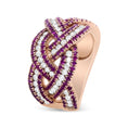 Load image into Gallery viewer, 18K Rose Gold Red Ruby and 7/8 Cttw Diamond Woven Braided Band Ring (F-G Color, VS1-VS2 Clarity)
