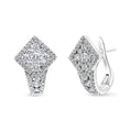 Load image into Gallery viewer, 18K White Gold 1 1/10 Cttw Round Diamond Cluster with Halo Hoop Huggie Earring (F-G Color, VS1-VS2 Clarity)
