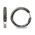 Load image into Gallery viewer, 18K White Gold 1.00 Cttw Brown and White Diamond and 1.3mm Round Green Tsavorite Gemstone Inside Outside Hoop Earrings (Brown and G-H Color, SI1-SI2 Clarity)
