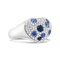 Load image into Gallery viewer, 18K White Gold Blue Sapphire and 5/8 Cttw Diamond Cluster Heart Shaped  Ring (F-G Color, VS1-VS2 Clarity)
