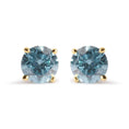 Load image into Gallery viewer, 14K Yellow Gold 1.0 Cttw Treated Aqua Blue Diamond Classic Solitaire Stud Earrings (Aqua Blue Color, I2-I3 Clarity)
