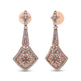 Load image into Gallery viewer, 18K Rose Gold 1 1/3 Cttw Diamond Studded Fleur De Lis Trellis Style Drop and Dangle Earring (F-G Color, VS1-VS2 Clarity)
