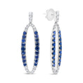 Load image into Gallery viewer, 18K White Gold 1.11 Cttw Blue Round Diamond and Blue Sapphire Openwork Oval Shaped Dangle Earrings (F-G Color, VS1-VS2 Clarity)
