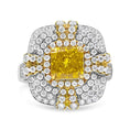 Load image into Gallery viewer, 18K White and Yellow Gold 2.15 Cttw Yellow Radiant Lab Grown Center Diamond Halo Framed Cocktail Ring (Yellow/G-H Color, VS1-VS2 Clarity)
