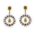 Load image into Gallery viewer, 14K White and Yellow Gold 10.0 Cttw Mixed Natural Fancy Diamond Dangle Hoop and Bale Earrings (Yellow Color, I1-I2 Clarity)
