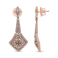 Load image into Gallery viewer, 18K Rose Gold 1 1/3 Cttw Diamond Studded Fleur De Lis Trellis Style Drop and Dangle Earring (F-G Color, VS1-VS2 Clarity)
