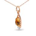 Load image into Gallery viewer, 18K Rose Gold 1/5 Cttw Diamond and Oval Yellow Citrine and Round Orange Sapphire Gemstone Openwork Halo Teardrop with Flower Design 18" Pendant Necklace (G-H Color, SI1-SI2 Clarity)
